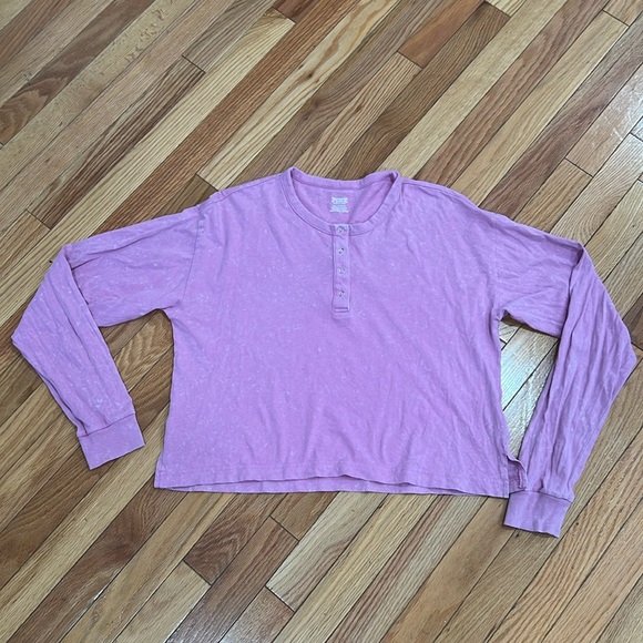 Pre-loved💖 Victoria Secret PINK Women's Henley Shirt Long Sleeve Cotton - Picture 3 of 14